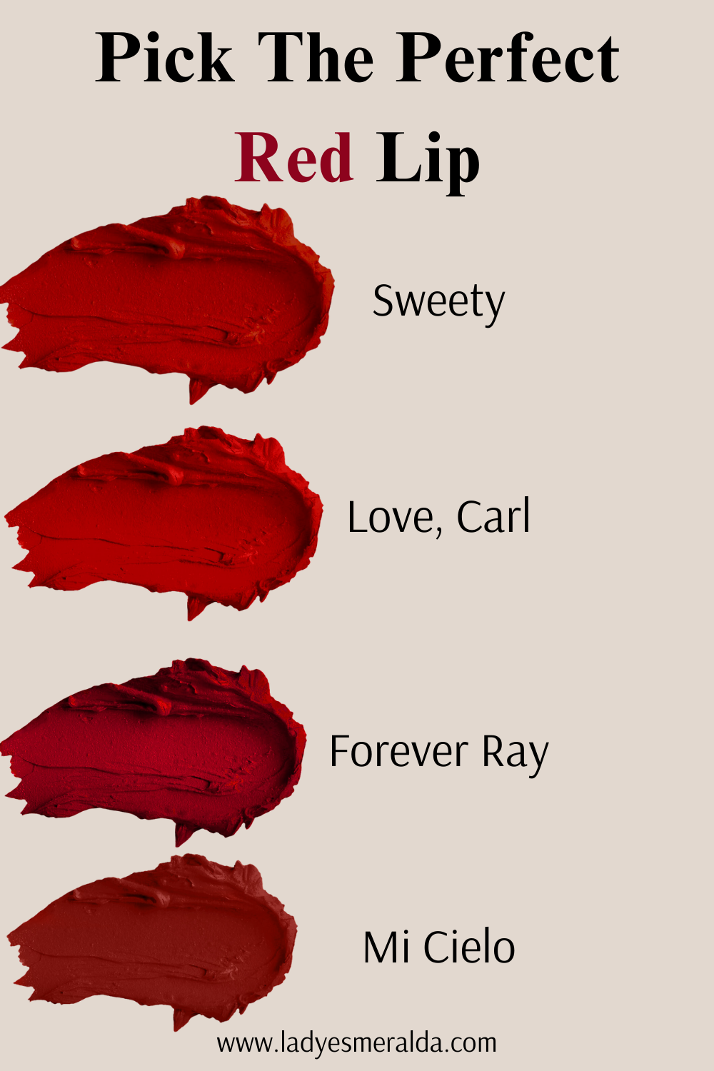 Shades of Red Lipstick Collection – LadyEsmeralda Cosmetics