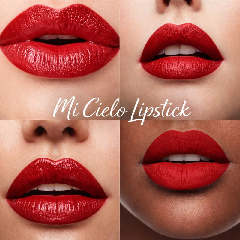 close up of lips for classic red lipstick
